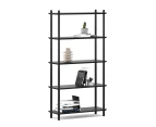 5 Tier Tall Bookshelf Case in Black Oak Wood Contemporary Scandinavian Design