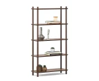 5 Tier Tall Bookshelf Case in Light Walnut Wood Mid-Century Scandinavian Design