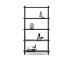 5 Tier Tall Bookshelf Case in Black Oak Wood Contemporary Scandinavian Design