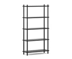 5 Tier Tall Bookshelf Case in Black Oak Wood Contemporary Scandinavian Design