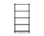 5 Tier Tall Bookshelf Case in Black Oak Wood Contemporary Scandinavian Design