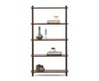 5 Tier Tall Bookshelf Case in Light Walnut Wood Mid-Century Scandinavian Design