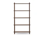 5 Tier Tall Bookshelf Case in Light Walnut Wood Mid-Century Scandinavian Design