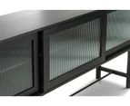 Arae 3 Door Fluted Glass Designer 210cm Large Sideboard Buffet in Black Oak