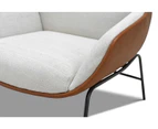 Mii Dove White & Tan Designer Occasional Lounge Fabric Armchair
