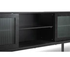 Arae 3 Door Fluted Glass Designer 210cm Large Sideboard Buffet in Black Oak