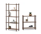 5 Tier Tall Bookshelf Case in Light Walnut Wood Mid-Century Scandinavian Design