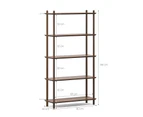 5 Tier Tall Bookshelf Case in Light Walnut Wood Mid-Century Scandinavian Design