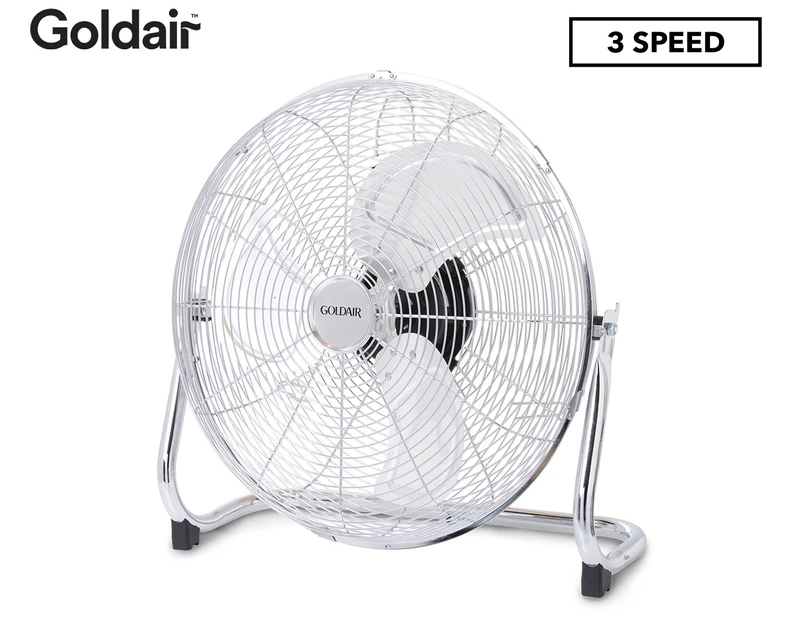 Goldair 45cm High Velocity Chrome Floor Fan