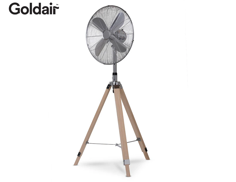 Goldair 45cm High Velocity Wooden Tripod Pedestal Fan - GCHV450W