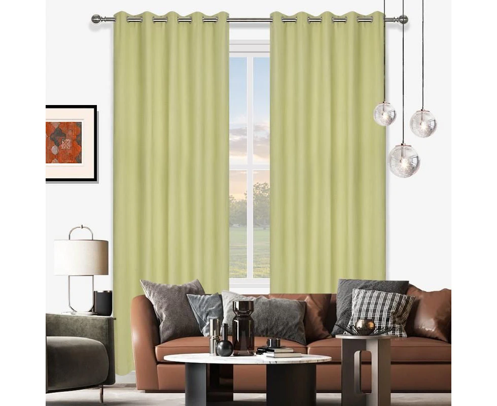 Curtain Wonderland Meath Room Darkening Eyelet Curtain 220cm or 250cm Drop Soft Green - Single