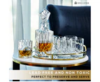 Nou Living Luxury Crystal Whiskey Decanter Set with 6 Crystal Whiskey Glasses | 11-Piece Whisky Decanter Gift Set | ELEGANCE