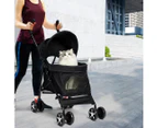 Pet Stroller Dog Cat Pram Foldable Carrier 4 Wheels Large Travel Pushchair Black