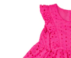 Bébé by Minihaha Baby Girls' Isla Broderie Dress - Hot Pink