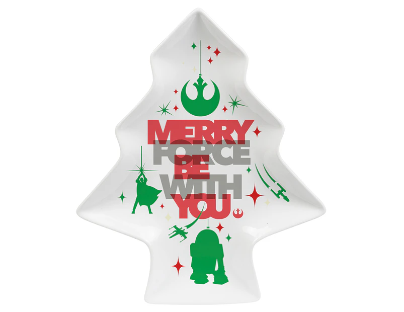 Star Wars Merry Force Be With You Christmas Tree Plate - White