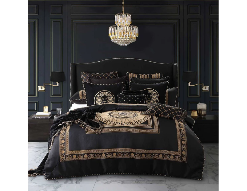 Massimo Black Quilt Cover Set By Davinci SUPER KING