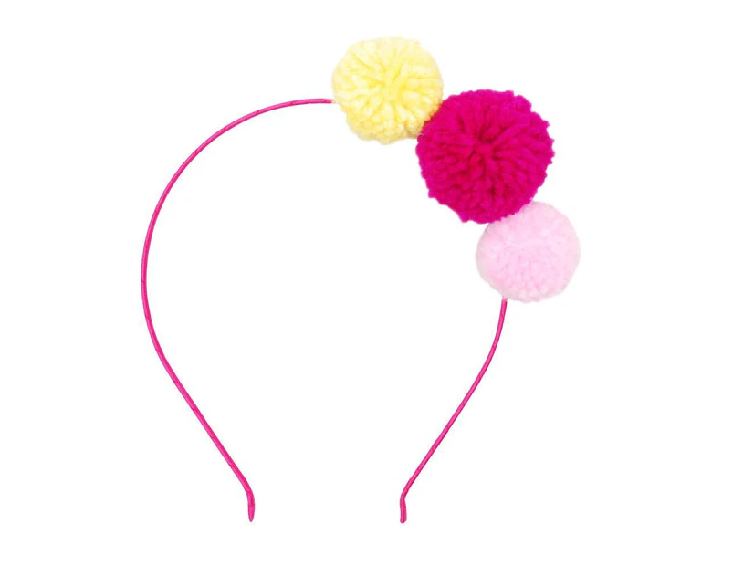 Pink Poppy Pom Pom Festival Headband - Pink