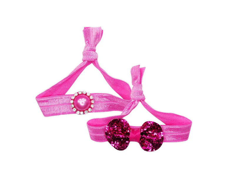 Pink Poppy Shimmer Hair Elastics - Hot Pink