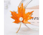 Duohan Alloy Maple Leaf Broochs Plant, Creative Pearl Pins Cape Buckle for Women - Orange