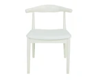 Replica Hans Wegner Elbow Chair - White Timber, Various Cushion Options - Black