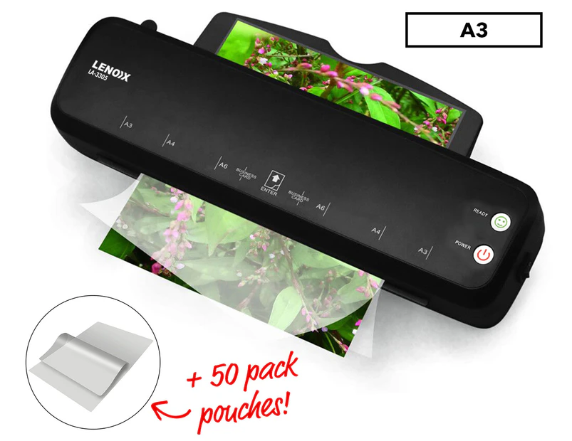 Lenoxx Deluxe A3 Laminator w/ 50-Pack Laminating Pouches