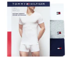 Tommy Hilfiger Men's Cotton Stretch V-Neck Tee / T-Shirt / Tshirt 3-Pack - White/Grey/Navy