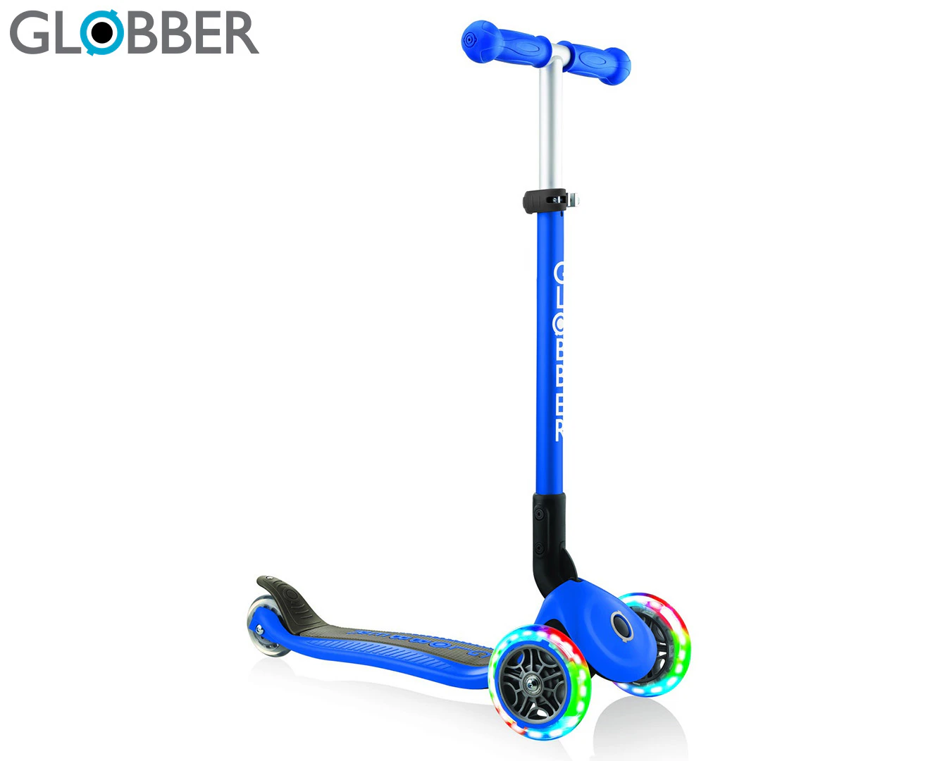 Globber Primo Foldable Scooter w/ Lights - Navy Blue