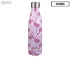 Oasis 500mL Double Wall Insulated Drink Bottle - Flamingos 1
