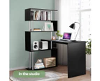 L-Shaped Rotating Home Office Desk Corner PC Computer Table W/ Hutch 4 Tier Bookshelf Storage Black