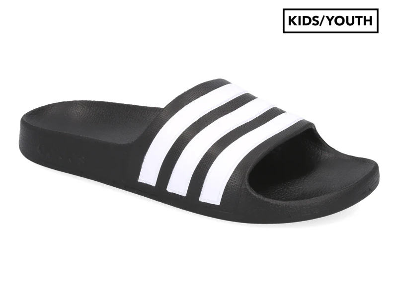 Adidas Kids'/Youth Adilette Aqua Slides - Black/Footwear White