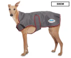 WeatherBeeta 50cm Comfitec Premier Free Parka Deluxe Dog Coat - Grey/Burgundy