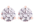 Swarovski Solitaire Stud Earrings - White/Rose Gold-Tone Plated