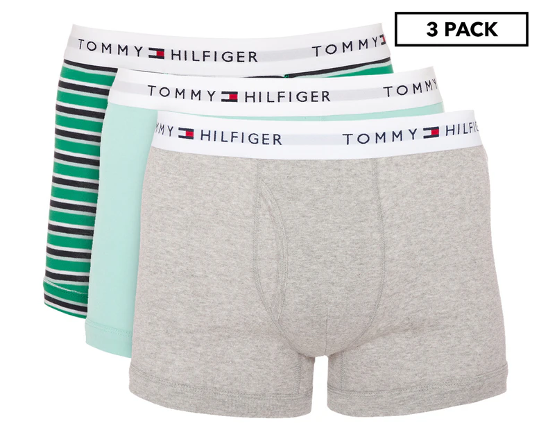 Tommy Hilfiger Men's Classic Cotton Trunks 3-Pack - Light Blue/Stripe/Grey