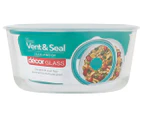 Décor 1.5L Vent & Seal Round Glass Container - Clear/Teal