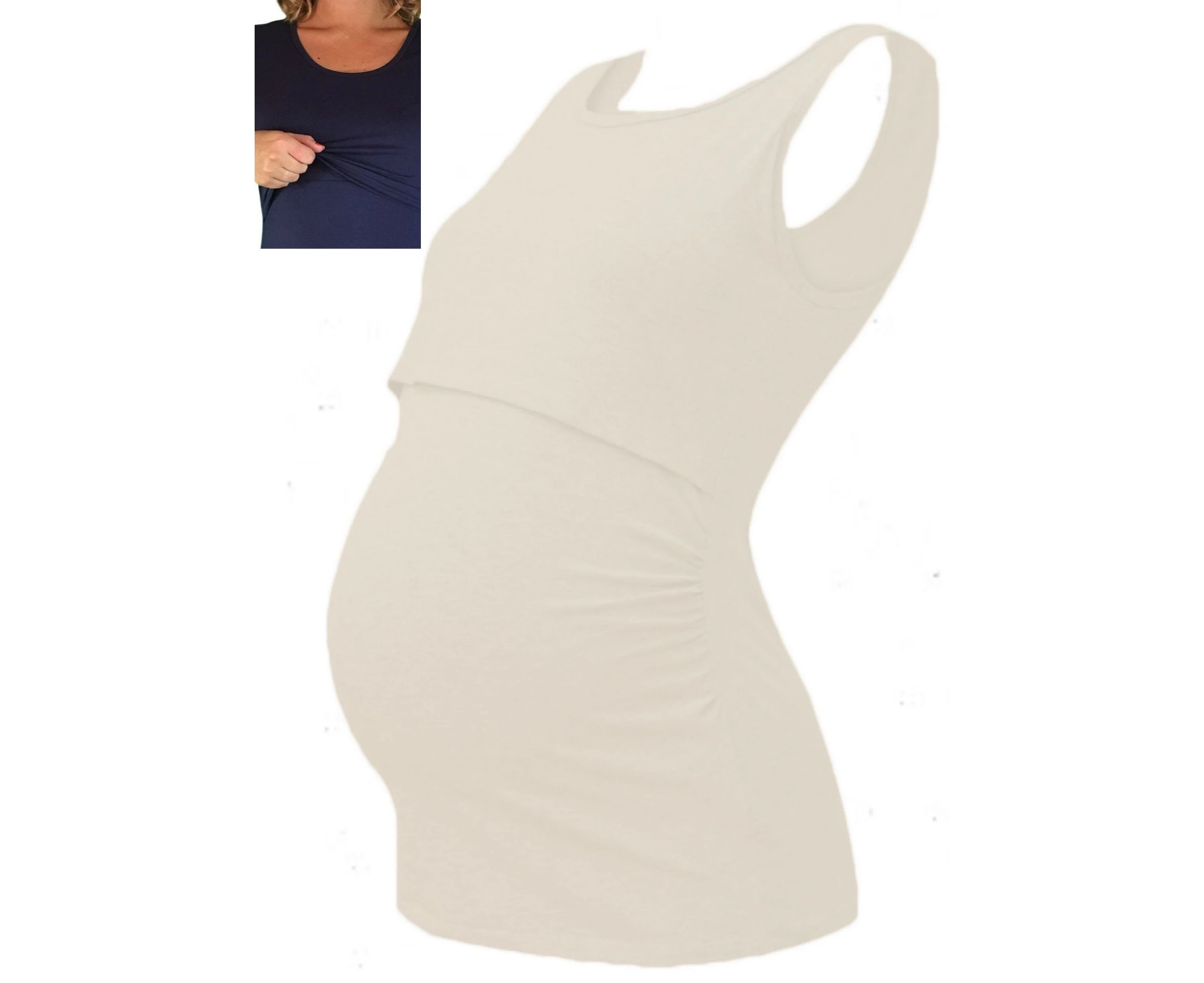 Maternity & Nursing L/Up TanK - Off White