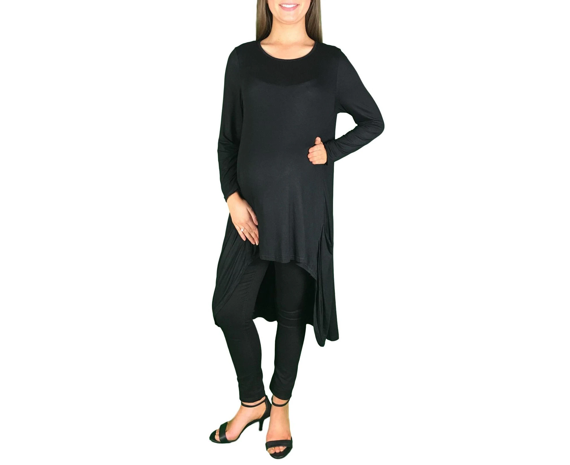 Extra Long Maternity Tunic - Black