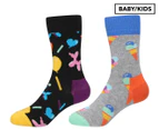 Happy Socks Baby/Kids' Ice Cream Socks 2-Pack - Grey/Multi