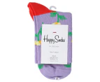 Happy Socks Women's Hand Flower Half Crew Sock - Lavender/Multi