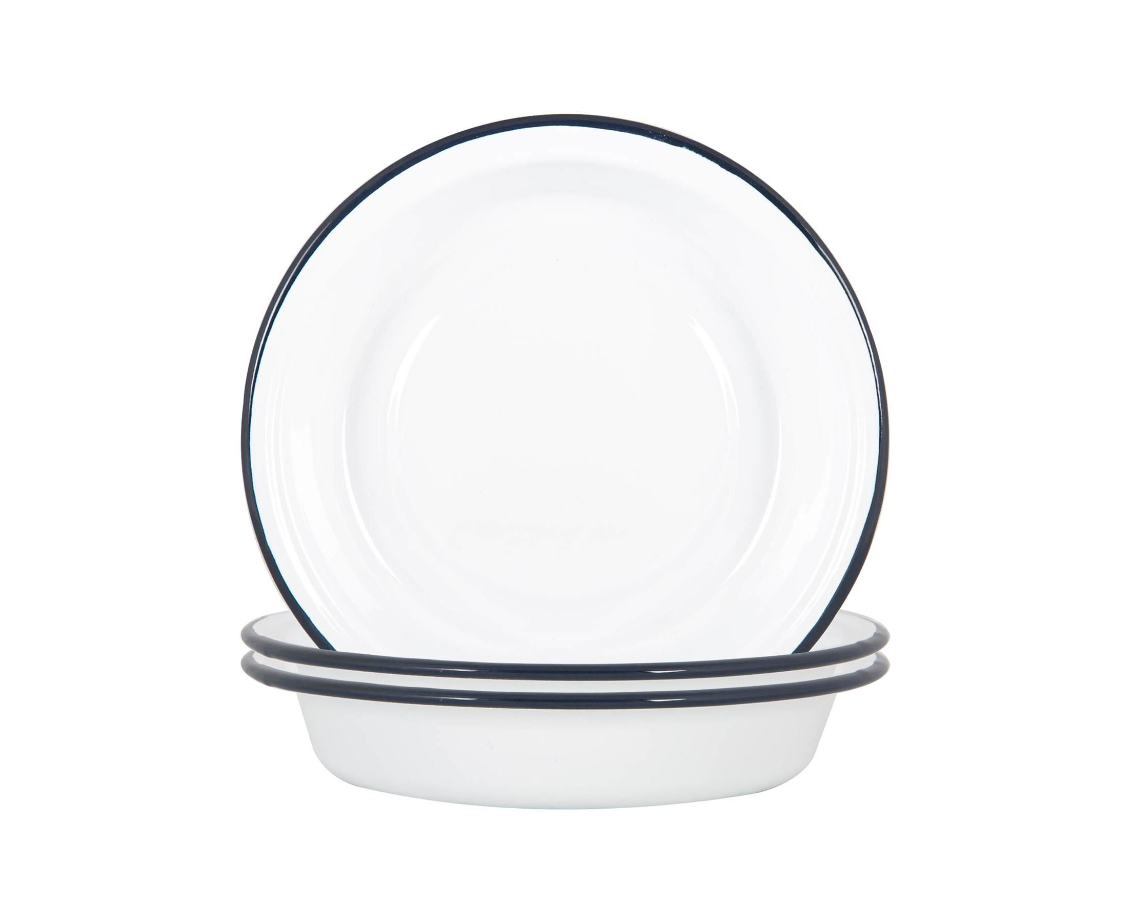 Black/Grey Steel Outdoor Camping Dinnerware Tableware Argon Tableware White Enamel Dinner Plates Pack of 4 25.5cm 