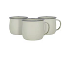 Argon Tableware Coloured Enamel Belly Mugs - Steel Outdoor Camping Tea Coffee Cup - 375ml - Cream/Grey - Pack of 6