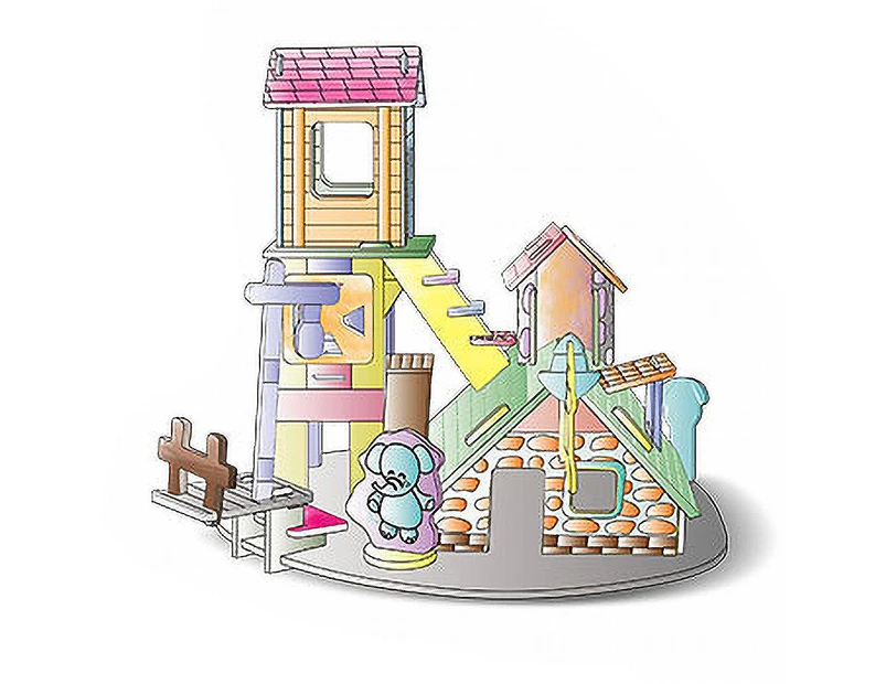 3d Castle Patterns Puzzle Build Kid Colouring Graffiti Paperboard Diy  Educational Toy