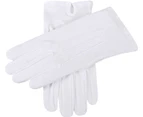 Dents Men's Cotton Dress Gloves With Palm Vent And 3-Point Stitch Detail - White