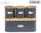 Sherwood Home Bread Box & Canister Set With Natural Bamboo Lids
