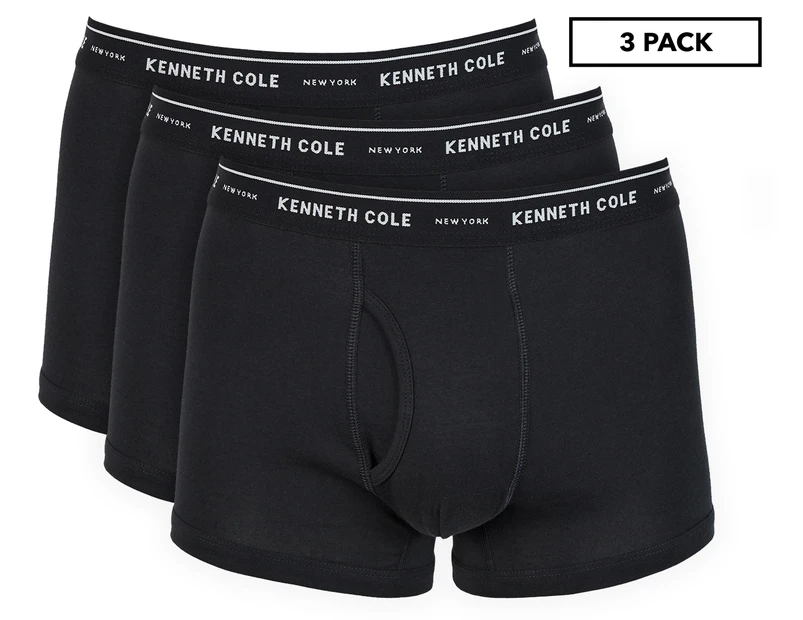 Kenneth Cole Men's Cotton Stretch Trunk 3-Pack - Black