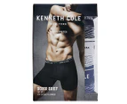 Kenneth Cole Men's Cotton Stretch Boxer Brief 3-Pack - Black/Light Grey Heather/Blue