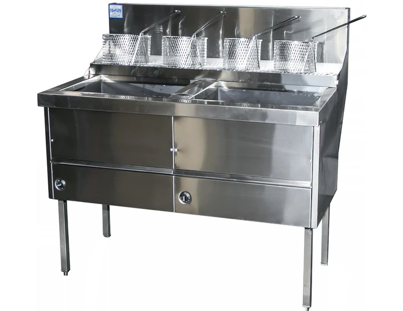Complete Commercial WFS-2/18 High Capacity Deep Fryer - 1120mm CCE-WFS-2/18 Standing Deep Fryers - Silver