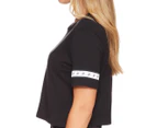 Calvin Klein Jeans Women's Monogram Tape Crop Tee / T-Shirt / Tshirt - Black