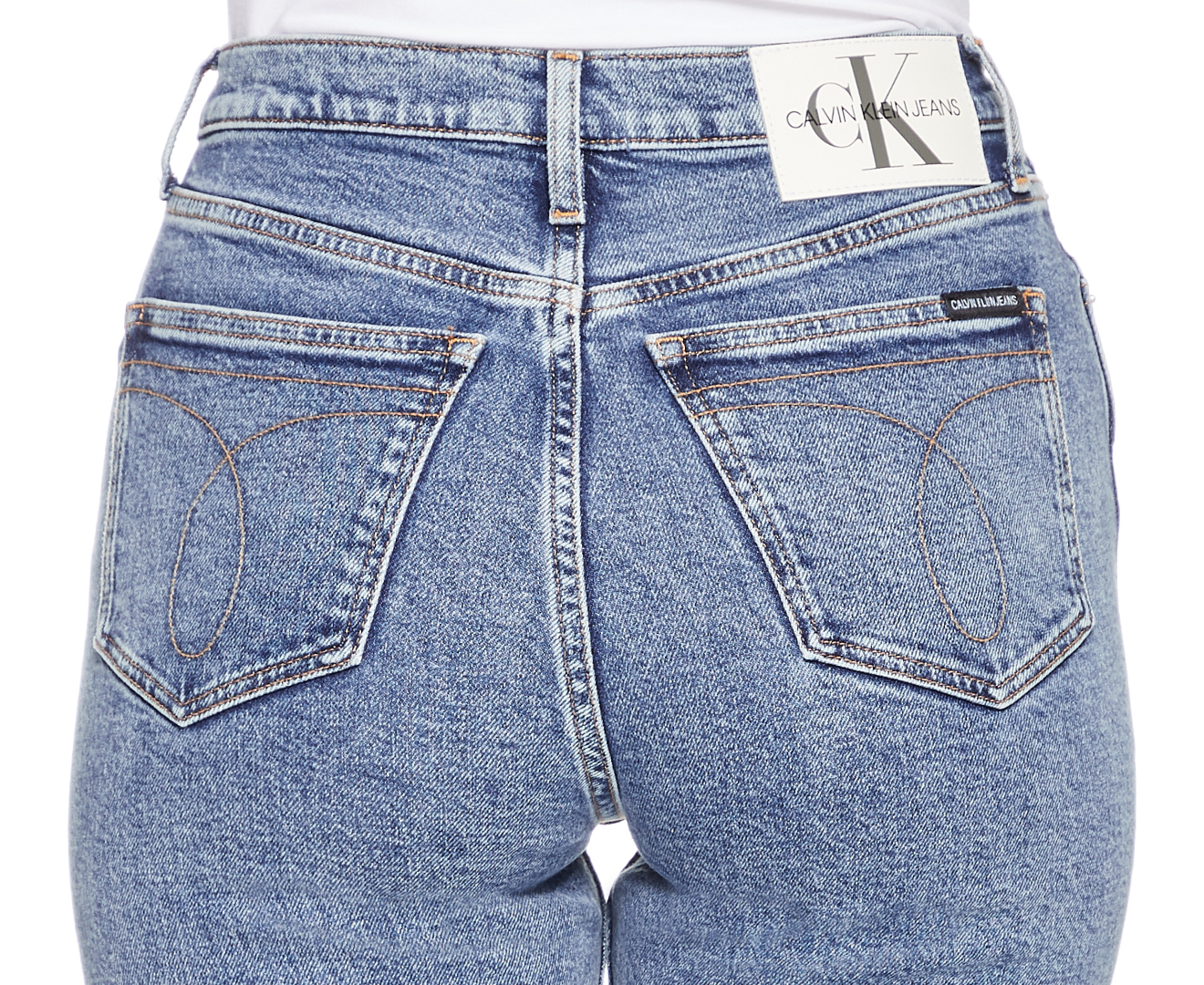 Calvin Klein Jeans Womens Ckj 030 High Rise Straight Jean Mid Stone