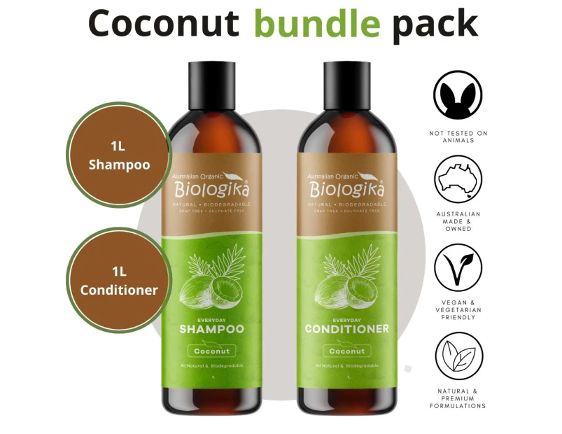 Biologika Coconut Shampoo/Conditioner Bundle Pack - 1L - All Hair Types