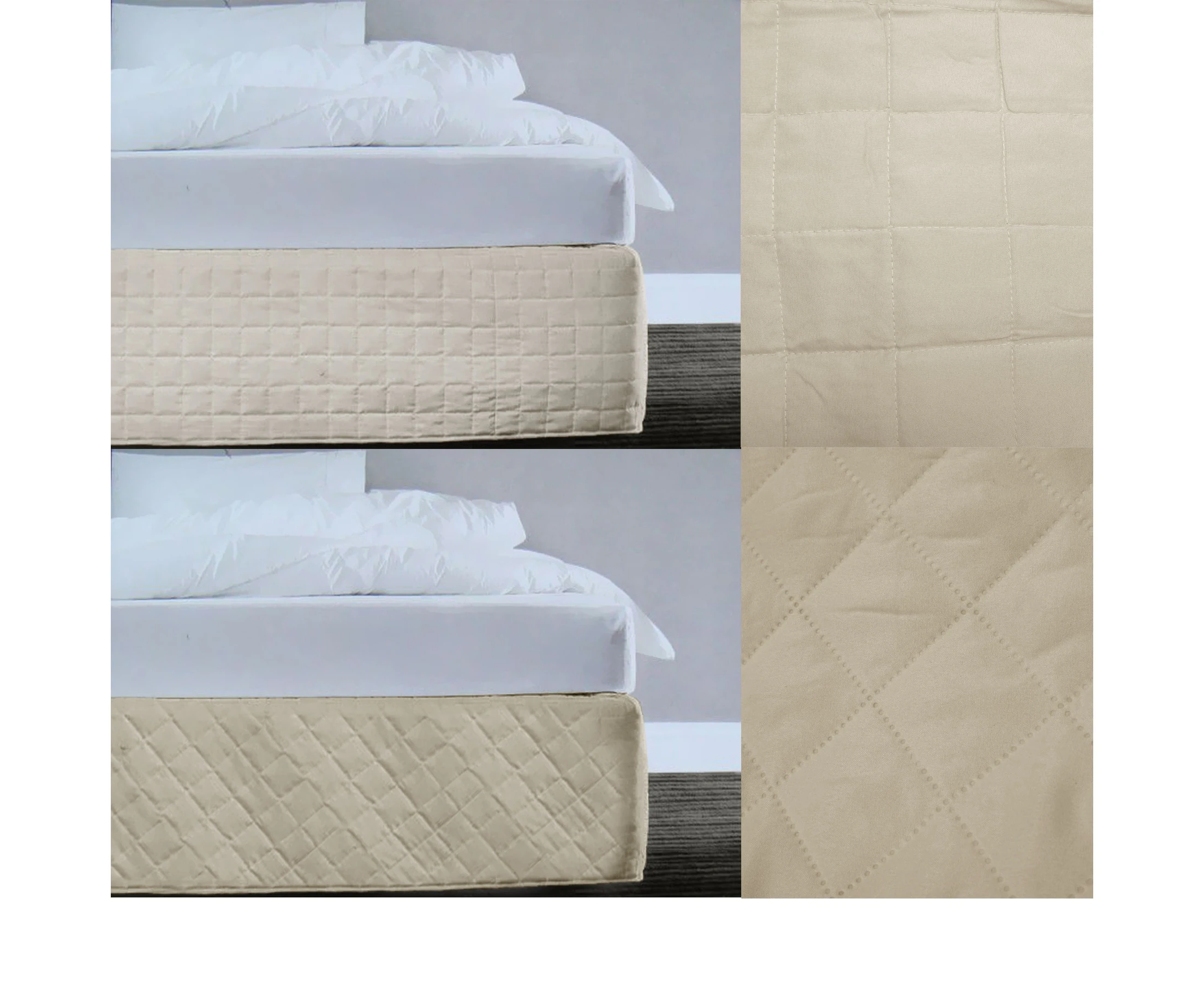 Random Pattern Microfiber Quilted Bedskirt/Valance 33cm Drop - Linen